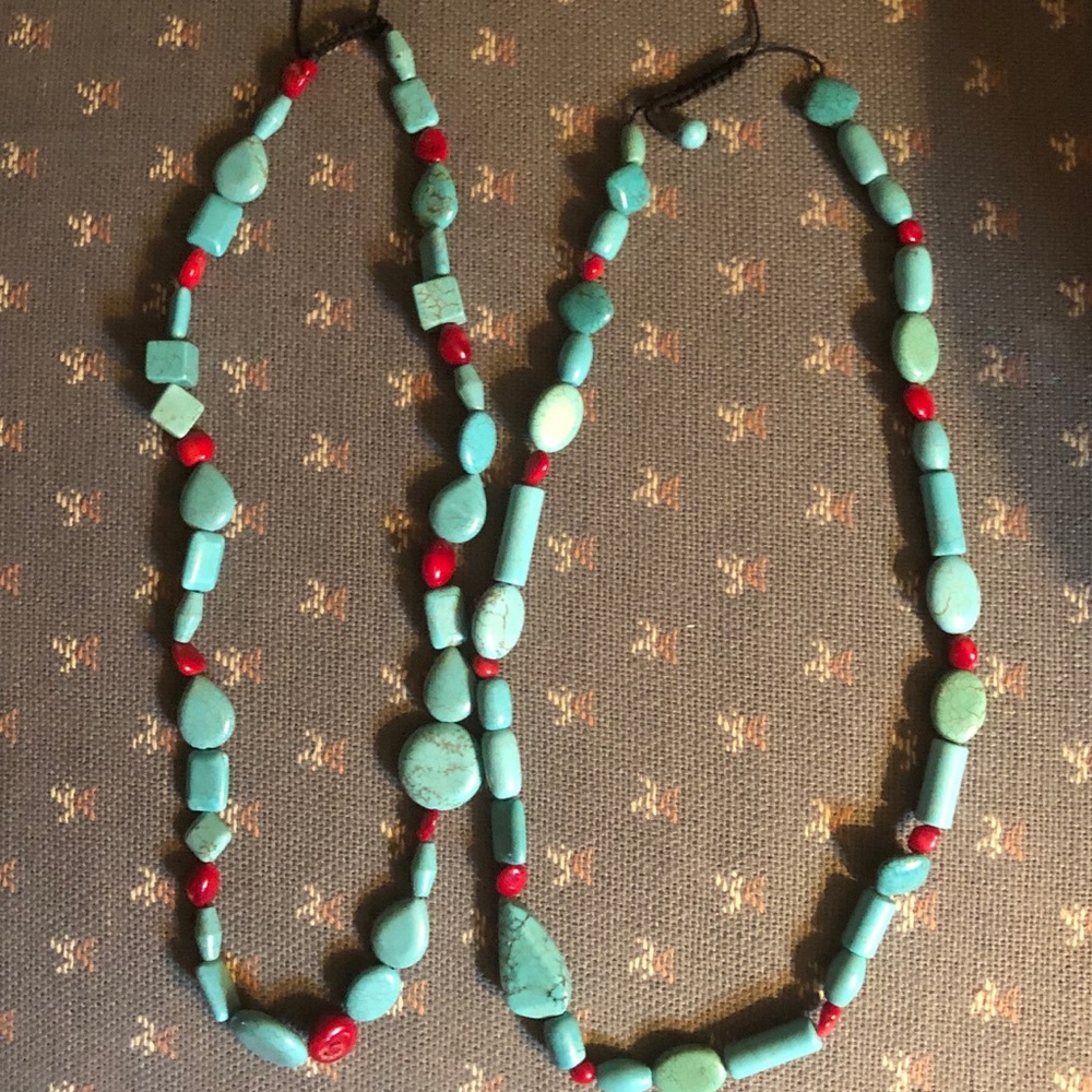 Two Turquoise,Howlite &Coral Necklaces Adjustable